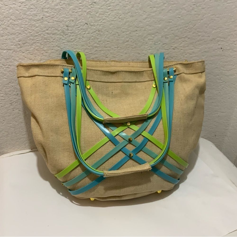 Crocs Huarache Large Summer Canvas Tote w/Blue & Lime Highlights